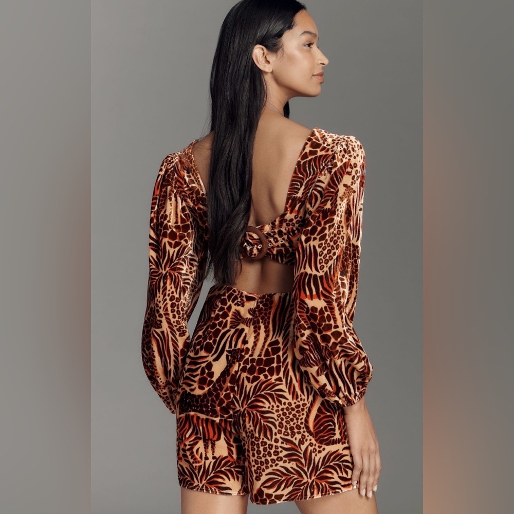 RARE Farm Rio x Anthropologie NWT Long-Sleeve Printed Romper—L - Picture 2 of 16